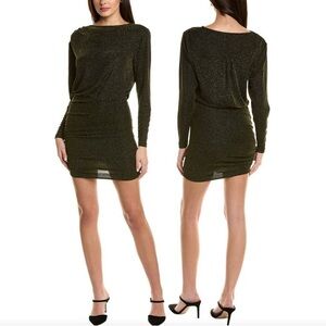 Ramy Brook Sariyah Dress Black and Gold Metallic Mini Dress size Medium